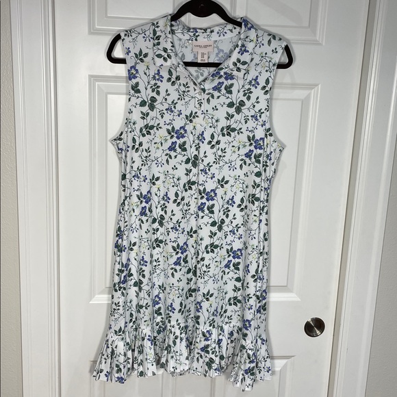 Laura Ashley Golf Tennis Dress Size XL Mini Floral Sleeveless Buttons Pleats - Picture 4 of 11